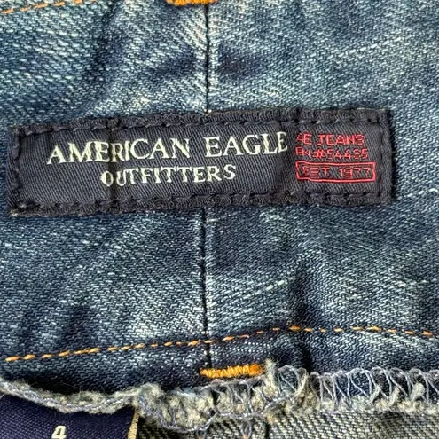 American Eagle  Y2K Denim Mini Skirt Womens Sz 4 Blue Snap Western VTG Festival