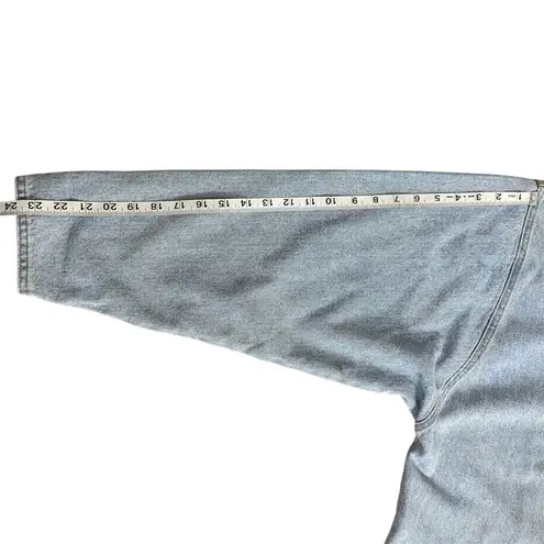 VINTAGE Fashioned by Marge Sherwin Embellished Denim Long Coat Size P/S Blue