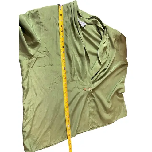 Jennifer Moore VTG 90s Lightweight Silky Feel Green Plunging V-neck Top 20W