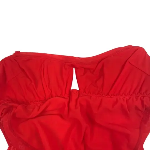 HAH X FREE PEOPLE Cut Out Bodysuit S Blood Orange Feminine Party Mesh Boho NWT Red