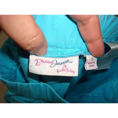 Womens Quacker Factory Dream Jeannes S Capri Turquoise Blue Pull On Pants Rhines