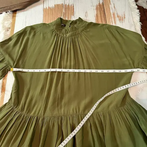 Scotch & Soda Ruffle Tiered Short Sleeve Mini Dress Size Medium US 8 Army Green