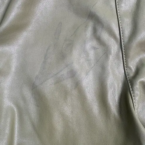 LOVE, WHIT by Whitney Port Olive Green Faux Leather Paper Bag Crop Pants Size M