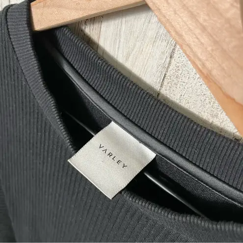 Varley Arleta Black Ribbed Sweatshirt Pullover Cinchable Drawstring Womens Small - Image 3