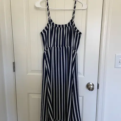 VERO MODA EUC Vero Moda women’s navy blue white striped button front midi dress medium