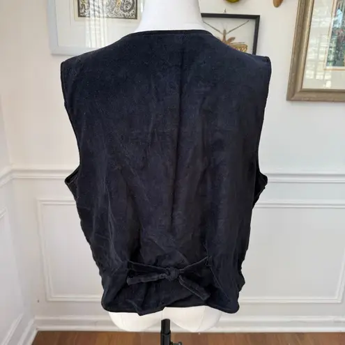 Vintage 90s Cleo Black Velveteen Embroidered Christmas Vest Bell Zipper Pull XL