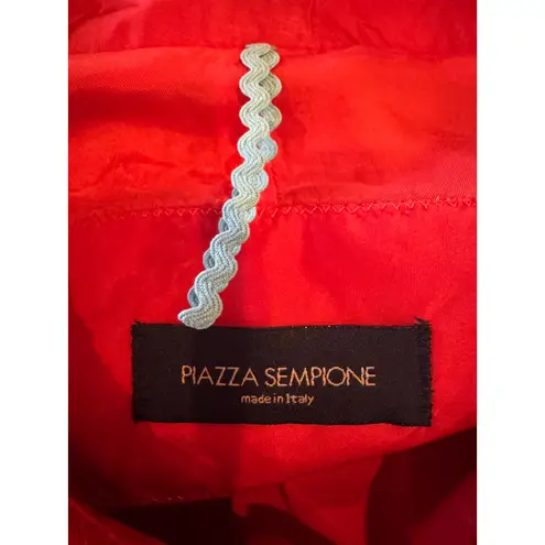 Piazza Sempione Jacket Women 14 Red Orange Lightweight Collared Coat Luxury