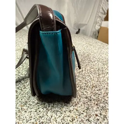 Tignanello Vintage Teal & Brown Leather Crossbody Bag Adjustable Strap