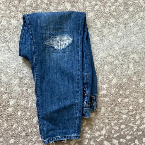 Loft  Boyfriend Distressed Classic Blue Denim Jeans size 30/10