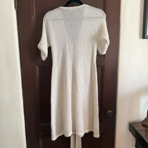 SISLEY Paris | Cream Mohair Blend Tie Waist Sweater Dress with sparkle | Small White