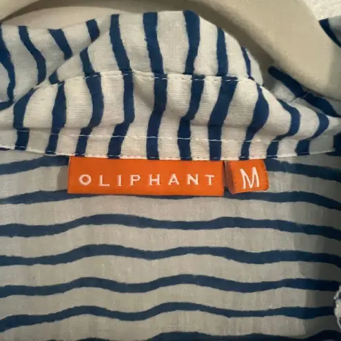 Oliphant Tuckernuck 100% Cotton Wiggy Striped Roll Tab Popover Tunic Sz Med Blue
