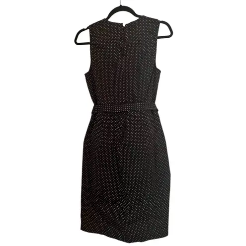 NEW YORK & COMPANY 7th Avenue studio sleeveless belted polka dot dress size 10 Black