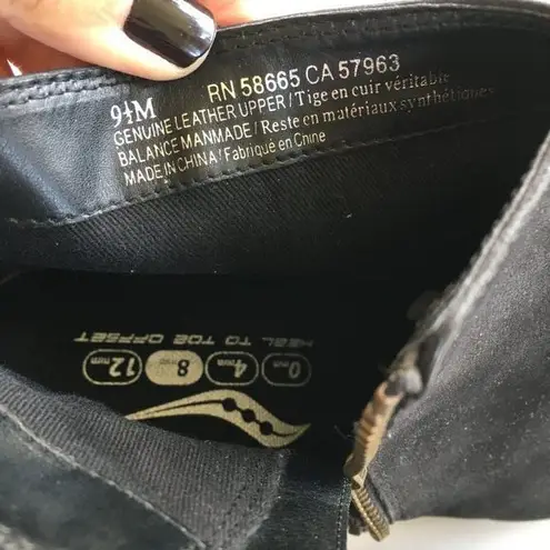 Saucony Chunky Heeled ankle boots Booties Shoes Black Suede Womens Size 9.5M