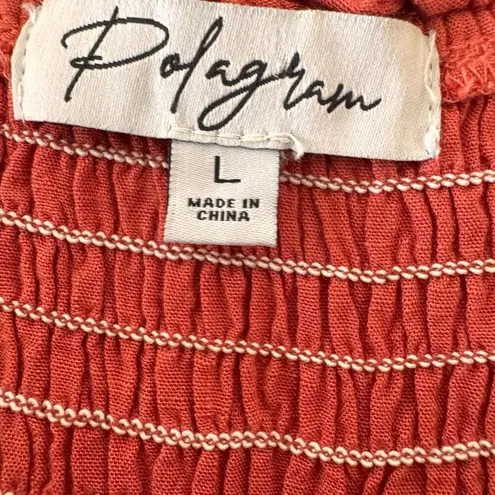 Polagram Boho Chic Embroidered Midi Gypsy Short Sleeves Dress SZ L #2468