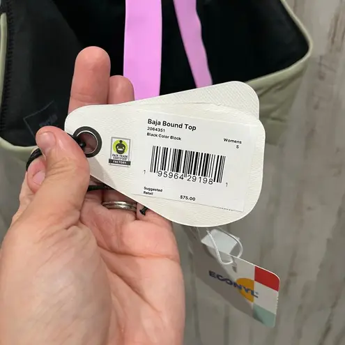 prAna New! Baja Bound Black Color Block Bikini Top Womens Size Small Racer Back