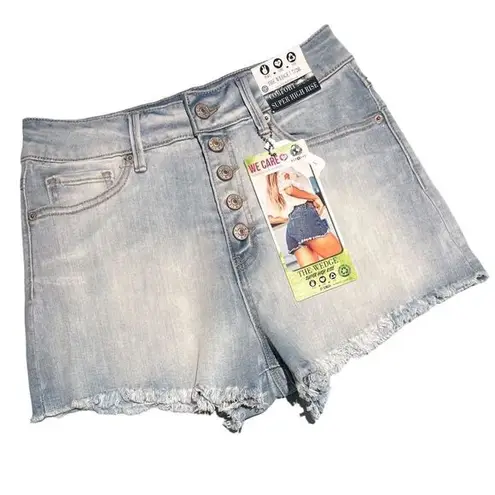 REWASH  The Wedge Super High Rose Frayed Jean Shorts