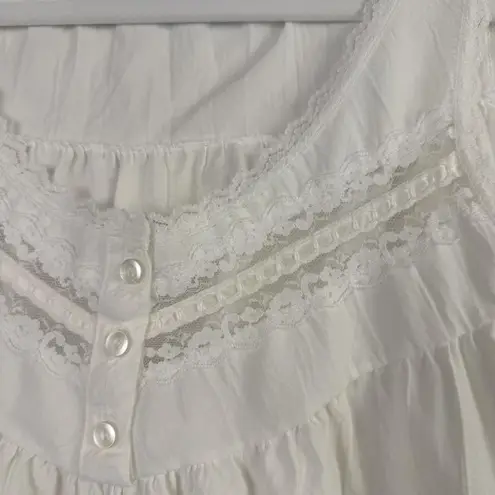 Night Time Creations Nightgown Womens Small White Lace Trim Ruffle Hem Made USA