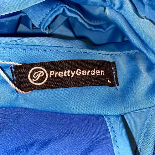 Pretty Garden NWT Mock Turtleneck Sleeveless Cropped Bubble Top Blue Size L
