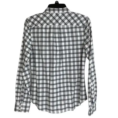Untuckit Marina Cotton Plaid Button Down Shirt Size 4 New Black