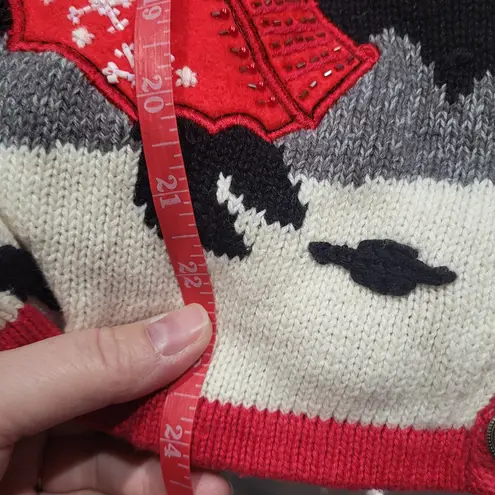 Vintage Bobbie Brooks Embroidered Christmas Scotty Dog Sweater Vest Red Size M