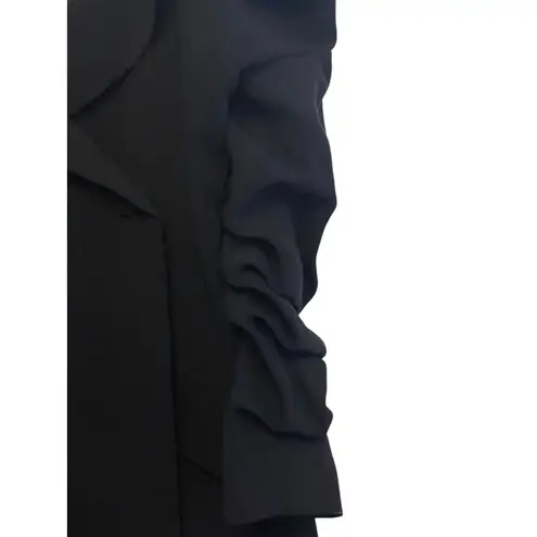 Cinq a Sept Simona Tailored Mini Dress Size 0 Black Off Shoulder Ruched Sleeves Black