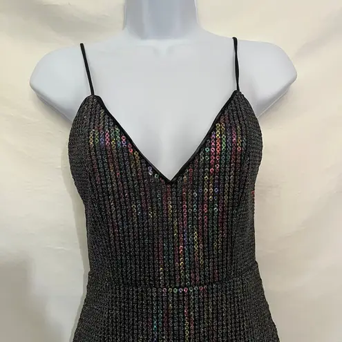 X by NBD Sequin Mini Cocktail Dress XS Ruffle Y2K LBD Whimsigoth Vampy Clubwear