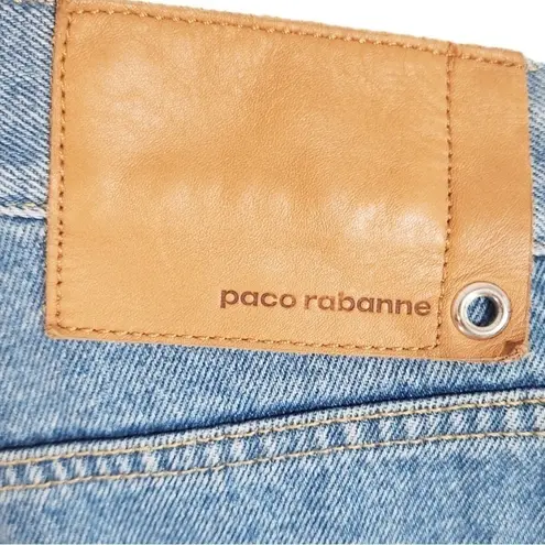 Paco Rabanne High Waist Straight Leg Cuffed Jeans Size 4 Blue