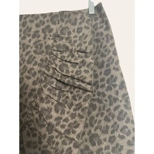 Rebecca Taylor Leopard Animal Print Wool Asymmetrical Ruffle Mini Skirt Size 4