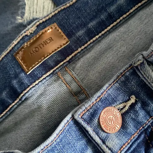 MOTHER THE INSIDER CROP STEP CHEW WASH DANCING ON COALS Hi Rise Kick Flare Ankle Blue Size 25