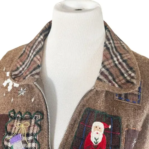 Vintage Designers Originals Studio Fa La La Full Zip Christmas Sweater Jacket PM Brown Size undefined