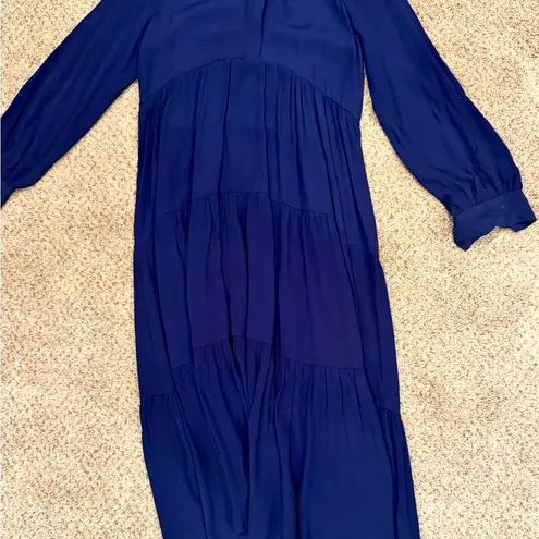A loves A Navy Boho Lagenlook Tiered Midi Dress Quiet Luxury Business Casual