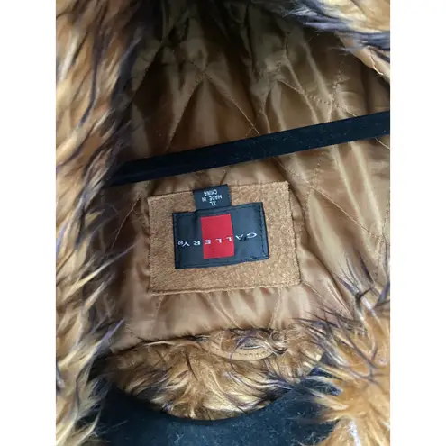 Vintage Penny Lane Suede Fur Trimmed Brown Coat XL Boho Y2K 1990's Winter Cabin