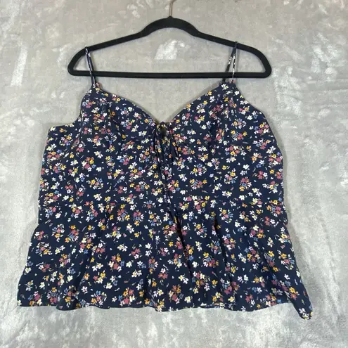 Nine Britton Smocked Tank Top XXL Plus Babydoll Adjustable Straps BEACHY Cottage Ruffle Boho