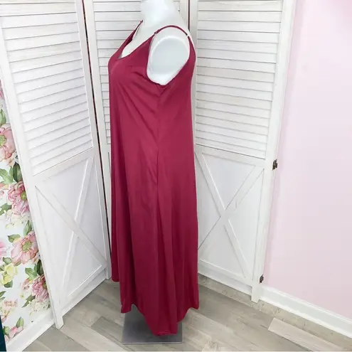 Zanzea Maxi Slip Dress Maroon Red 12 Sleeveless