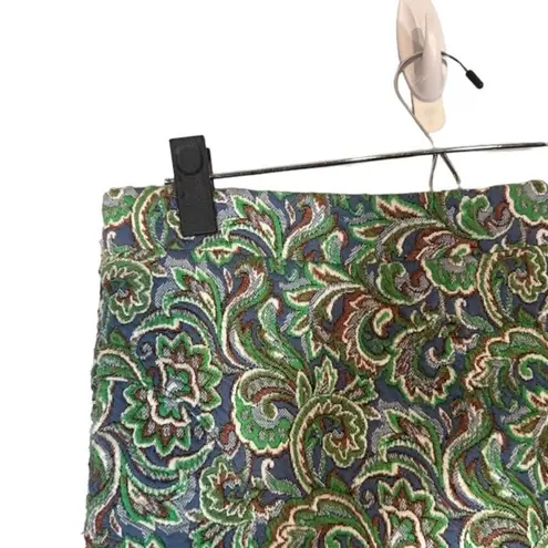 Anthropologie Maeve Anthro Green & Blue Multicolor Paisley Straight Pencil Skirt Women Sz M