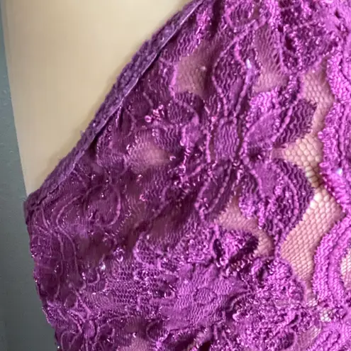 Wendy Ann Purple High Low Lace Top Nightgown Size Small