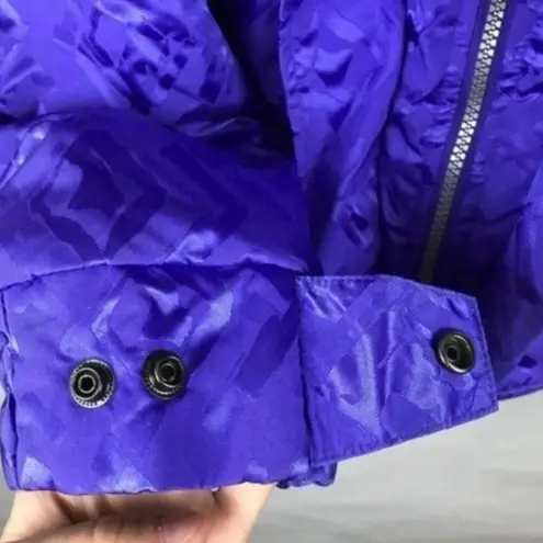 Vintage Black Bear Korean Purple 80s Ski Jacket Shiny Winter Coat Après