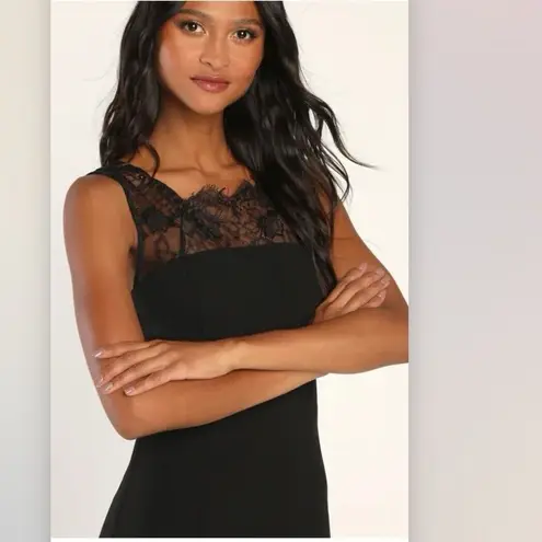 NWT Lulus True Passion Black Lace V Back Sleeveless Mermaid Maxi Dress Size 1X