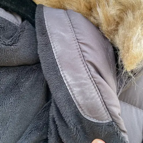 Marmot Black Montreal Long Down Puffer Jacket Faux Fur Hood S 700 Fill