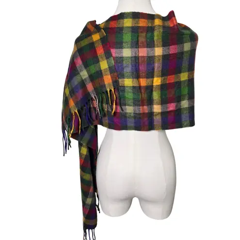 Vintage Cashmyarn by Berkshire Plaid Acrylic Scarf Sears Made in Italy