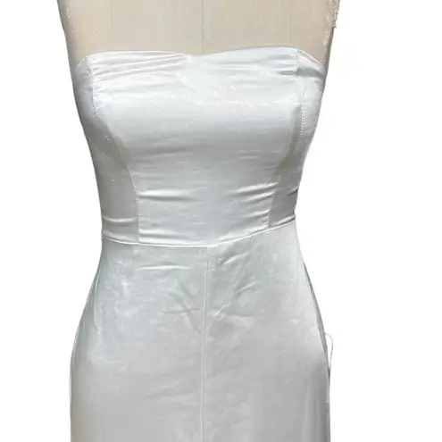 Lulus Eternal Infatuation White Satin Strapless Maxi Dress Size XS White