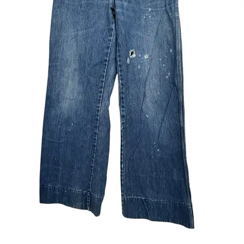 Seattle Blues Vintage Wide Leg Distressed Jeans 90s Y2K Grunge Workwear Denim 29 Blue