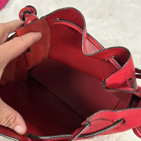 ZARA  Basic Bucket Bag Red Shoulder Bag Purse Y2K Pebble Leather Boho