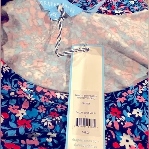 Draper James TAMMY T-SHIRT DRESS WHISPY DITZY BLUE WHITE FLORAL SHORT SLEEVE XL