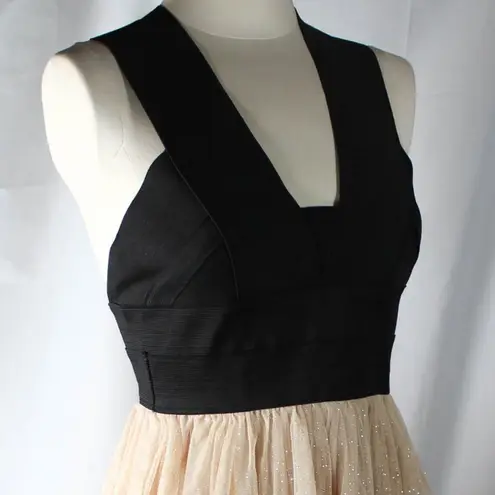 Rue 21 NWOT "Bad Ballerina" Bondage Black Top Style Dress With Tulle Bottom Champagne