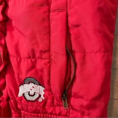 Colosseum Ohio State  Athletics Sleeveless Puffer Vest Jacket Red Ruffle Size L