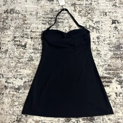 Halara Softlyzero Plush Halter Ruched Backless Split Hem Mini Active Dress NWT