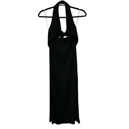 Morning Mist Dress Black Ribbed Midi Cutout With Slit Size US 8 example 🍊 Pict