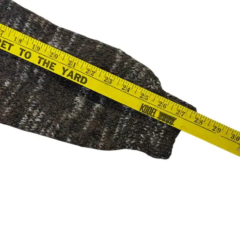 Handmade Mixed Knit Button Up Cardigan Sweater Brown Marled Pattern V Neck