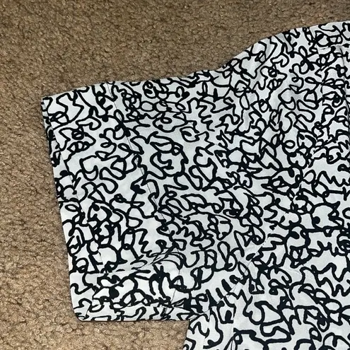 MM.LaFleur M.M. Lafleur The Annika 2.0 Top Tee Washable Silk Scribble Print Black White S